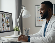Professionnel de santé en visioconférence